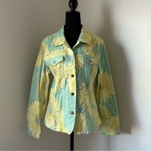 Analogy Green and Blue Floral Jacket- Size XL